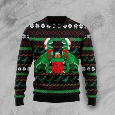T-rex Drink Ugly Christmas Sweater