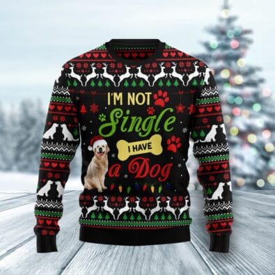 I'm not single I have a Golden Retriever Ugly Christmas Sweater