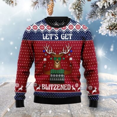 Let's Get BLITZENED Slouchy Ugly Christmas Sweater