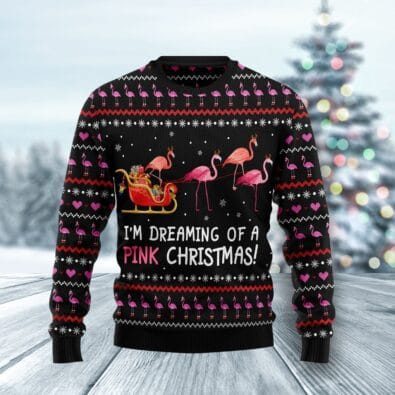 Flamingo I'm dreaming of a Pink Christmas Ugly Christmas Sweater