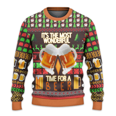 It's Most Wonderful Time For A Beer Ugly Christmas Sweater