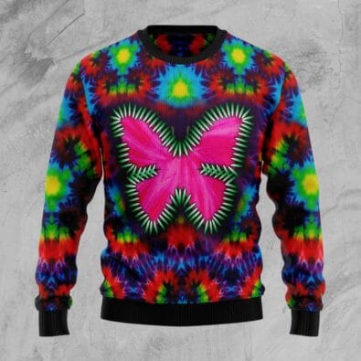 Butterfly Tie Dye Ugly Christmas Sweater