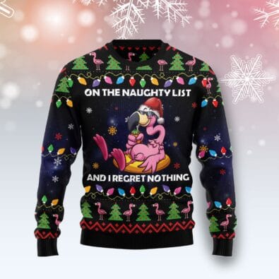 Flamingo On The Naughty List Ugly Christmas Sweater