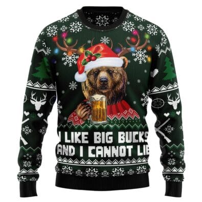 Bear Hunting and Beer Ugly Christmas Sweater