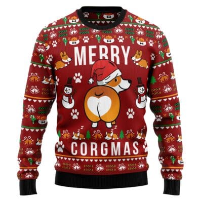 Funny Corgi Merry X-mas Ugly Christmas Sweater