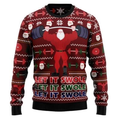 Santa Let It Swole Ugly Christmas Sweater