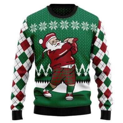 Golfer Santa Ugly Christmas Sweater