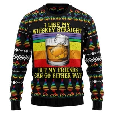 LGBT Whiskey Straight Ugly Christmas Sweater