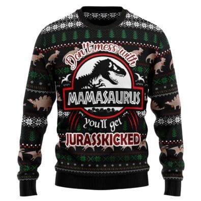 Dinosaur Mamasaurus Ugly Christmas Sweater