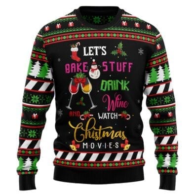 Wine Christmas Movie Ugly Christmas Sweater