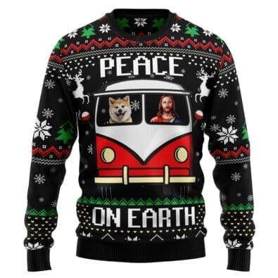 Shiba Inu Peace Ugly Christmas Sweater