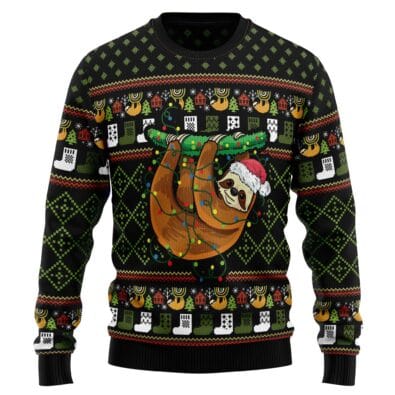 Sloth Light Ugly Christmas Sweater