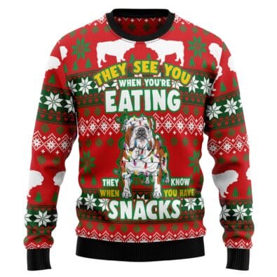 Bulldog Snacks Ugly Christmas Sweater