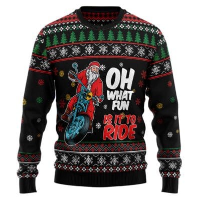 Santa And Motor Ugly Christmas Sweater