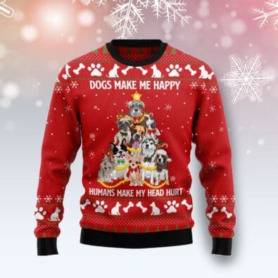 Dogs Make Me Happy Ugly Christmas Sweater