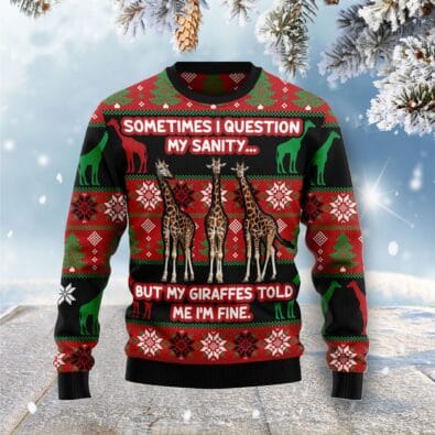 My Sanity Question Giraffe Ugly Christmas Sweater
