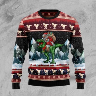 T-rex Santa Claus Ugly Christmas Sweater