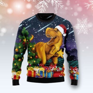 Merry T-rex Christmas Ugly Christmas Sweater