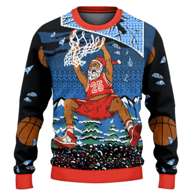Basketball Santa Ugly Christmas Sweater