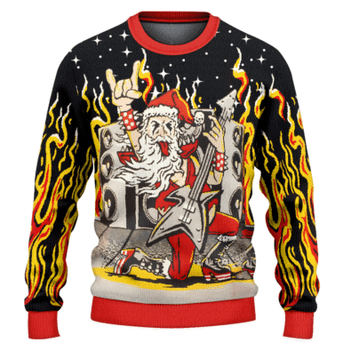 Heavy Metal Santa Ugly Christmas Sweater