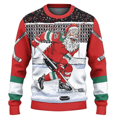 Hockey Santa Ugly Christmas Sweater